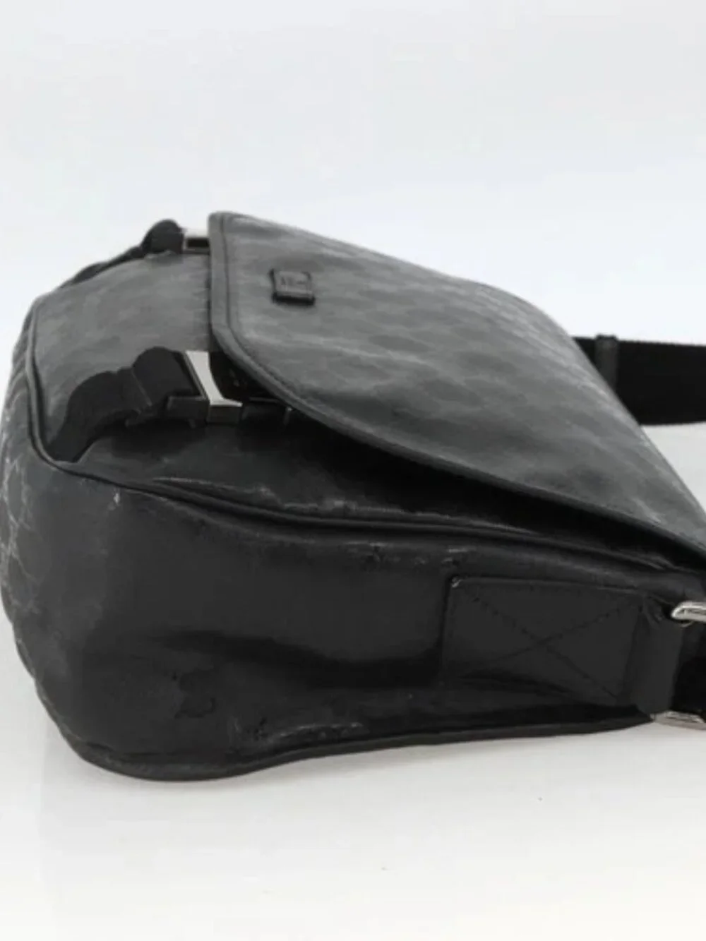 GUCCI GG Implementation Shoulder Bag PVC Black Silver 201732 Auth ka3564